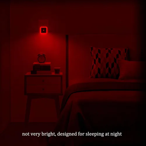 Miniatura 3 de Paquete de 4 luces LED rojas de 0.5 W para dormir (tenue/no demasiado brillante), luz nocturna de pared enchufable con sensor de luz automático