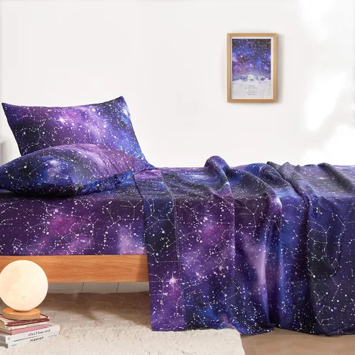 Miniatura 3 de Wake In Cloud - Juego de sábanas Constellation, juego de 4 piezas, espacio celestial, brujería estelar, galaxia, astrología, ropa de cama