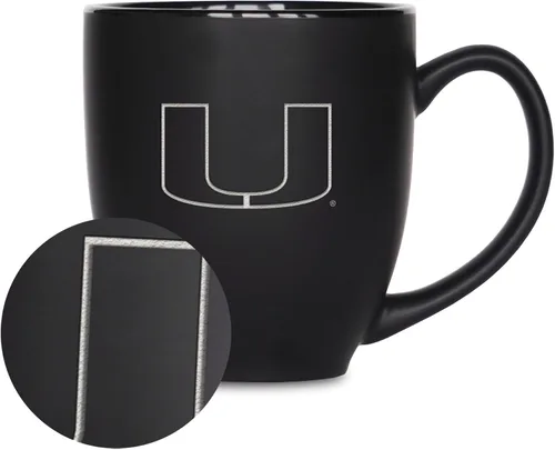 Miniatura 113 de Rico Industries - Taza de cerámica mate negra con grabado láser estándar de 15oz para NCAA (escuelas T & U) - Para bebidas calientes o frías