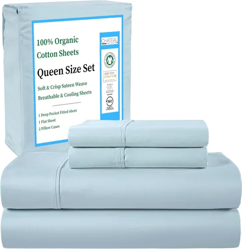 Miniatura 15 de Sábanas Twin XL 100% Algodón Para Cama Twin, Juegos de Sábanas Bajeras y Fundas de Almohada Totalmente Elásticas, Resistentes a la Decoloración