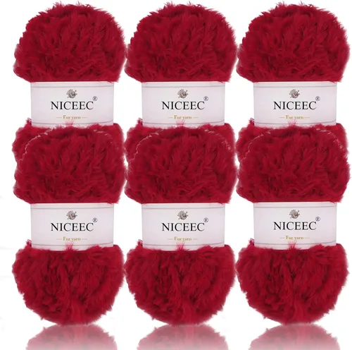 Miniatura 98 de NICEEC Hilo de Pelo Sintético Super Suave, Grueso y Esponjoso, Hilo de Pestañas para Crochet y Tejido (Longitud Total 192m/9.1kg) - Otoño/300g