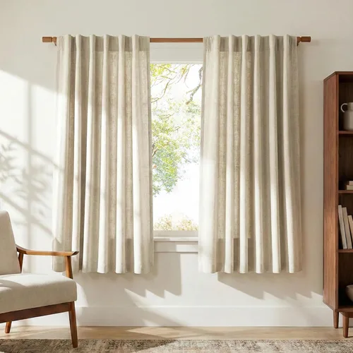Miniatura 67 de NICETOWN Cortinas de lino grueso para dormitorio, privacidad añadida, bolsillo para barra y pestaña trasera, no se transparentan, mezcla de lino