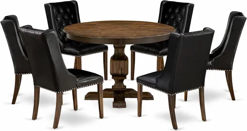 Miniatura 19 de East West Furniture F2FO5-749 - Juego de comedor de 5 piezas que incluye una mesa de comedor redonda con pedestal y 4 sillas tapizadas de piel