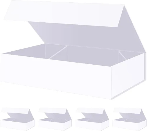 Miniatura 38 de BLK&WH Caja de regalo de 9 x 6.5 x 3.8 pulgadas, caja de regalo negra, caja de padrino, caja plegable con tapa de cierre magnético para embalaje