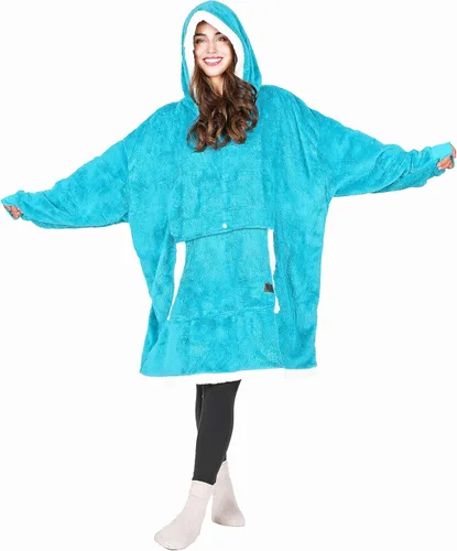 Miniatura 21 de Tirrinia Sudadera Manta de Gran Tamaño con Capucha, Mantas Sherpa Esponjosas Vestibles, Manta Sudadera Reversible y Acogedora, Regalo para Adultos #