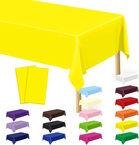 Miniatura 61 de Suministros de regreso a clases, 2 manteles de 108 x 54 pulgadas, manteles desechables coloridos para el primer día de escuela, rectangular