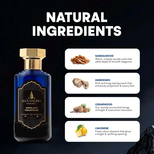 Miniatura 6 de Alexandria Fragrances Himalaya Mountains Perfume – Eau de Parfum unisex prémium con cítricos, sándalo y ámbar gris – Fragancia con almizcle, cedro