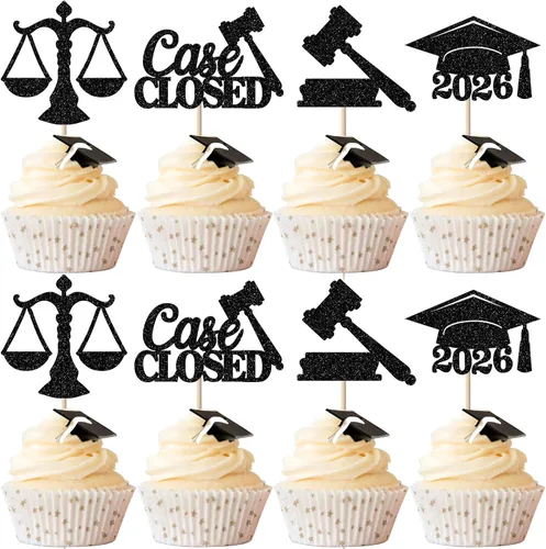 Miniatura 18 de Paquete de 24 adornos para cupcakes de clase 2025 con purpurina 2025 para diploma de graduación 2025 para cupcakes temáticos de graduación 2025