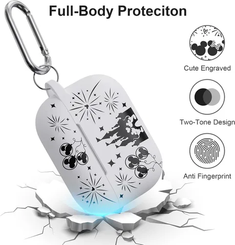 Miniatura 5 de Funda grabada de dos tonos compatible con Apple AirPods Pro de 2ª generación de 1ª generación, funda protectora completa de silicona para AirPods