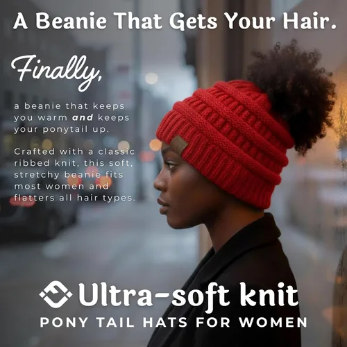 Miniatura 20 de Funky Junque - Gorro para mujer con ranura para cola de caballo