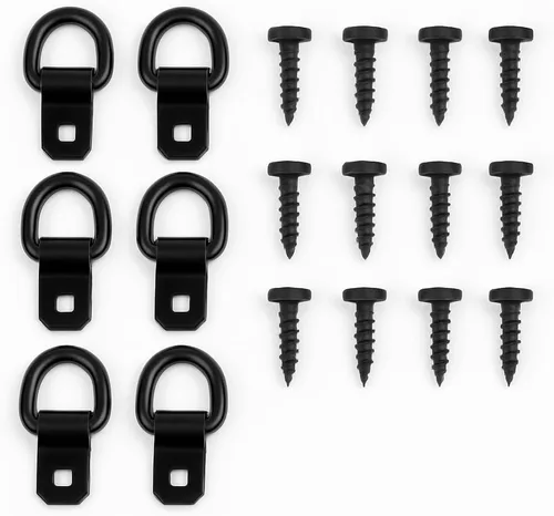 Miniatura 12 de Cavo 10 PCS anclajes de amarre de anillo en D de acero de 1/4", kit de anillos de amarre resistentes de 2400 libras para remolque, camioneta, zinc
