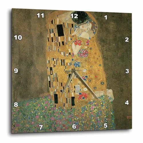 3dRose The Kiss by Gustave Klimt - Reloj de pared, 15 por 15" (DPP_127171_3)