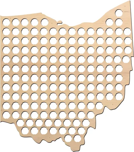 Miniatura 14 de Mapa con tapas de cerveza, 50 estados, Madera