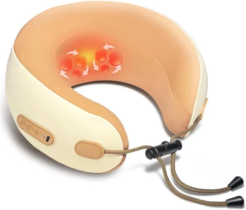 Miniatura 7 de Masajeador eléctrico de cuello, almohada de masaje con amasado calefactado portátil, masajeador Shiatsu recargable en forma de U para hombro