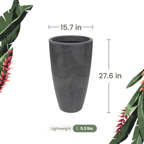Miniatura 3 de ECOBO - Maceta redonda ecológica de 23.6 pulgadas Vicenza para uso en interiores y exteriores, duradera, versátil y ligera, diseñada por artesanos