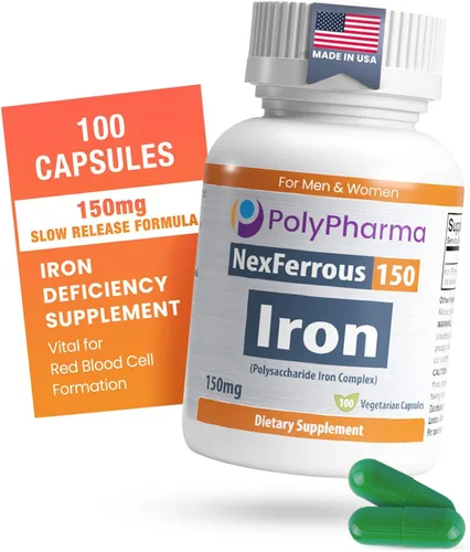 Complejo de hierro polisacárido de 150 mg para apoyo a la anemia - Prevención y tratamiento de la deficiencia de hierro, apoya la formación de