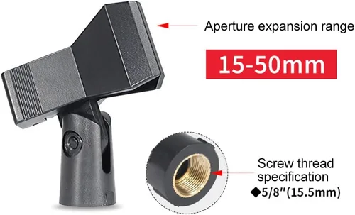Miniatura 3 de 2 clips de micrófono, soporte de clip de micrófono ajustable para soporte de micrófono, abrazadera de soporte de micrófono para micrófonos de mano