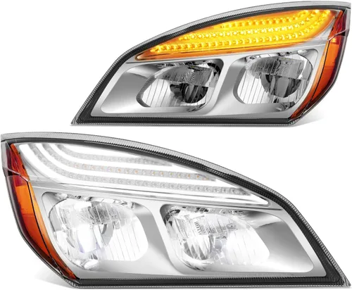 Miniatura 9 de DNA MOTORING HL-HAY-040-BK - Par de faros LED C-Halo con proyectores y barra de luz 3D, compatible con Freightliner Cascadia 08-17, carcasa negra