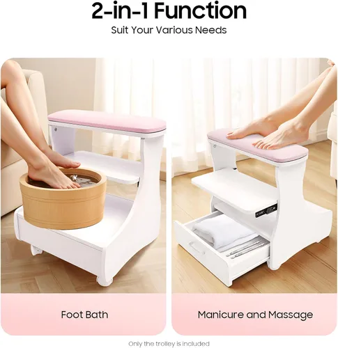 Miniatura 5 de Reposapiés de pedicura, manicura con ruedas, reposapiés de belleza para el hogar, reposapiés, pedicura, taburete para uso en el hogar y salón