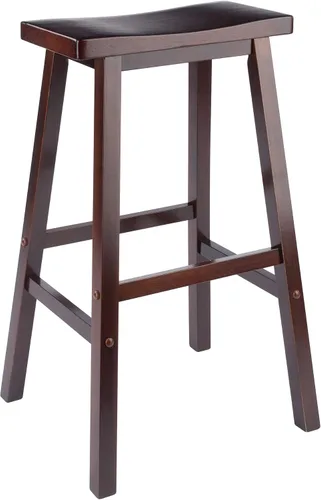 Miniatura 11 de Winsome Satori - Taburete de mostrador con asiento de sillín para cocina, 24 pulgadas, nogal