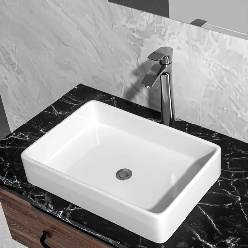 Miniatura 9 de Fregadero de baño rectangular negro de 16 pulgadas de ancho x 12 pulgadas de profundidad, fregaderos de cerámica para baño, lavabo moderno