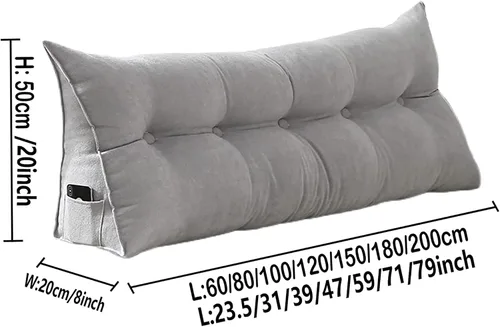 Miniatura 8 de Cojín de respaldo triangular para cabecero, almohada de lectura doble grande para sofá cama, cojín lumbar de cuña con funda extraíble