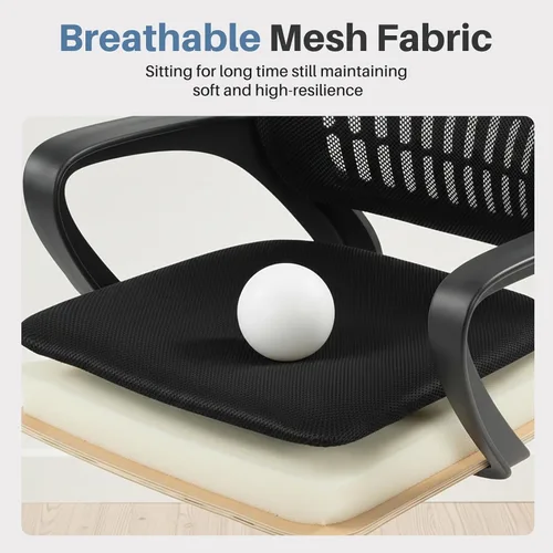 Miniatura 7 de DUMOS Silla de computadora de oficina en casa, escritorio ergonómico de respaldo medio con soporte lumbar y modo mecedor, altura ajustable con Brazo