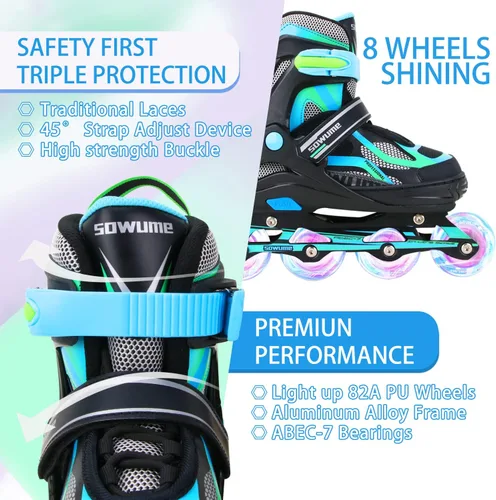 Miniatura 3 de Patines en línea ajustables para niñas y niños, patines con todas las ruedas iluminadas, patines para mujer para niños y adultos, hombres, mujeres