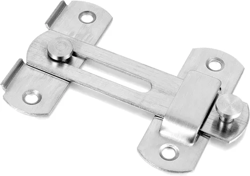 Miniatura 8 de INIRET Paquete de 4 pestillos para puerta de granero, 3.93 x 2.75 pulgadas, acero inoxidable de níquel cepillado, cerraduras de puerta abatibles
