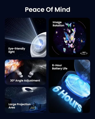 Miniatura 6 de POCOCO Proyector de Estrellas Galaxy para dormitorio con discos de película óptica reemplazables, proyector de luz nocturna de planetario