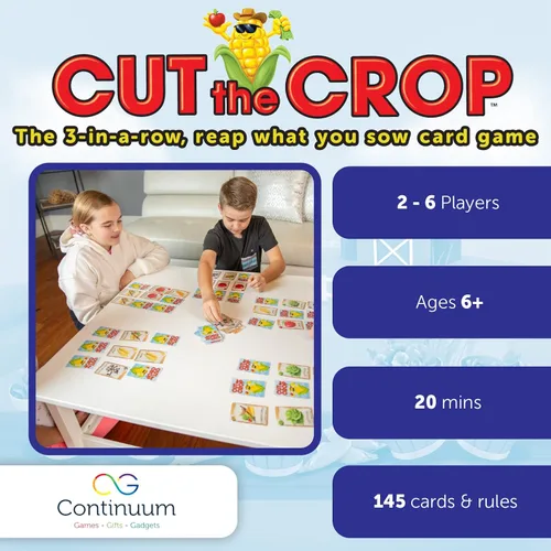 Miniatura 6 de Continuum Games Juego de cartas Cut The Crop The 3 in a Row Farm - Juego de memoria a juego para 2 a 6 jugadores de 6 años en adelante