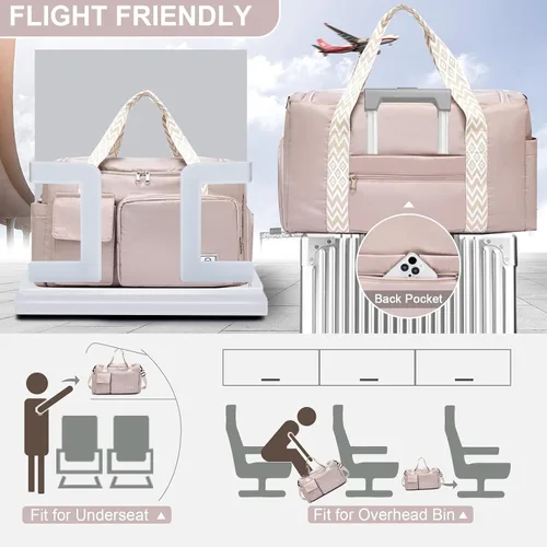 Miniatura 350 de Pequeña bolsa de gimnasio para mujer, bolsa de viaje con compartimento para zapatos