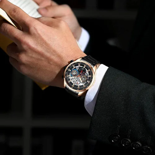 Miniatura 3 de FANMIS Relojes de lujo para hombre, cronógrafo de negocios, impermeable, de acero inoxidable, analógico, de cuarzo, reloj de pulsera