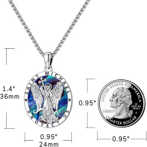 Miniatura 74 de Eusense San Miguel San Cristóbal San Benito San Judas Virgen María Collar chapado en oro 925 joyería religiosa para hombres y mujeres, collar