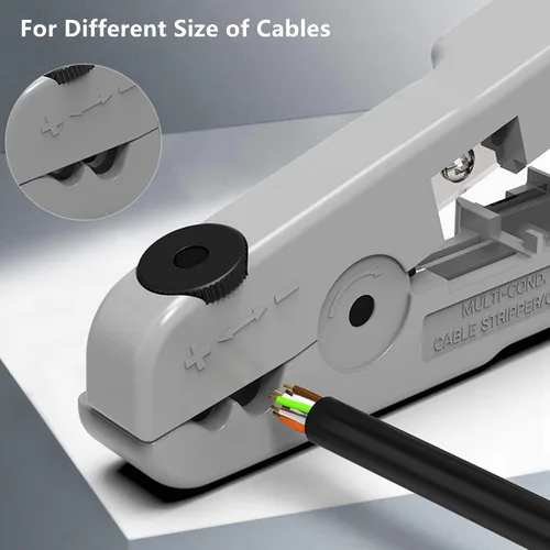 Miniatura 5 de Yankok [Herramienta de corte y pelado de cables S501B] Gris con profundidad de hoja ajustable para UTP, FTP, STP, CAT5/5e CAT6/6a Ethernet, cables