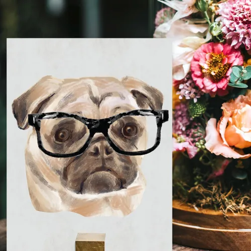 Miniatura 95 de Andaz Press Póster impreso para pared de perro, 8.5 x 11 pulgadas, Bulldog inglés con gafas negras, 1 paquete, regalo de cumpleaños de Navidad, sin