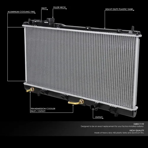Miniatura 2 de DNA Motoring OEM-RA-2303 Radiador de refrigeración de aluminio de 1 fila compatible con 99-03 Protege Non Turbo / 02-03 Protege 5 AT, 26-11/16