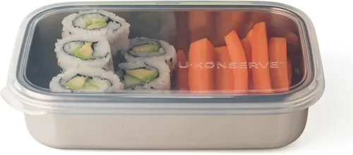 Miniatura 9 de U Konserve Contenedor rectangular de acero inoxidable para almacenamiento de alimentos, tapa de silicona a prueba de fugas, apto para lavavajillas