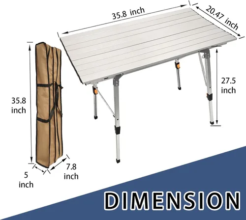 Miniatura 3 de CampLand - Mesa plegable ajustable de aluminio, ligera, multiuso Plateado