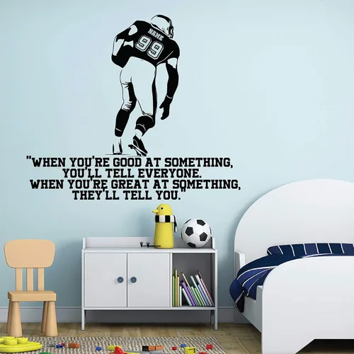 Miniatura 2 de Calcomanía de pared personalizada de fútbol – Números personalizados camisetas de jugador – Elige tu nombre. Calcomanía de vinilo para decoración