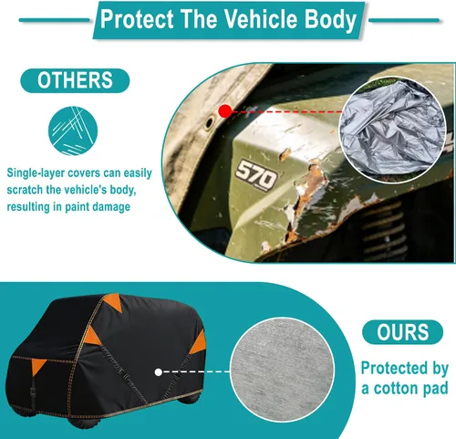 Miniatura 3 de QYMOTO Funda para UTV 900D de 4 a 6 plazas, almacenamiento al aire libre, a prueba de agua, con 3 correas ajustables a prueba de viento para Can Am