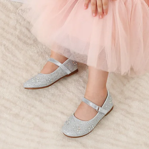 Miniatura 2 de DREAM PAIRS Zapatos de vestir tipo bailarina Mary Jane con estrás para niña para fiesta, cumpleaños, actuación, boda