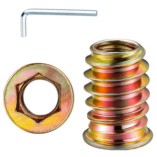 Miniatura 7 de Wensilon 1/4 "-10 200 piezas de insertos roscados para madera hexagonal, insertos de madera, tuercas para muebles