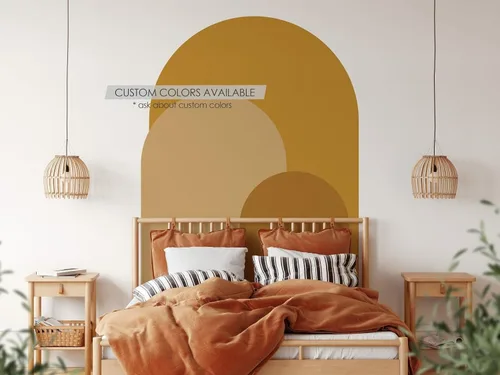 Mostaza - Vinilo decorativo para pared, diseño de arco moderno para despegar y pegar, mural bohemio autoadhesivo extraíble, adhesivo para cabecero
