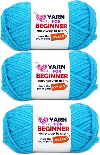 Miniatura 20 de Paquete de 3 hilos de ganchillo de mezcla de algodón y nailon - azul, gris, verde - 3x50g - puntadas fáciles de ver - kit de ganchillo y tejido