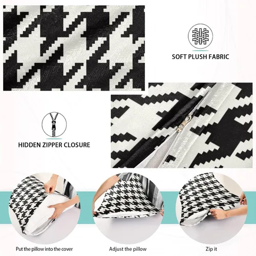 Miniatura 3 de Fundas de almohada clásicas de pata de gallo, tamaño estándar, transpirables, agradables a la piel, fundas de almohada suaves y acogedoras