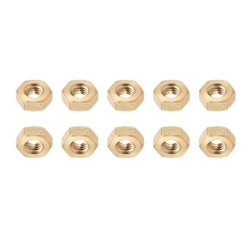 Miniatura 13 de DTGN Tuercas hexagonales M2x0.0.157 in (DxP), paquete de 100, buenas para reparación de garaje en casa, tuercas hexagonales de latón, tono dorado
