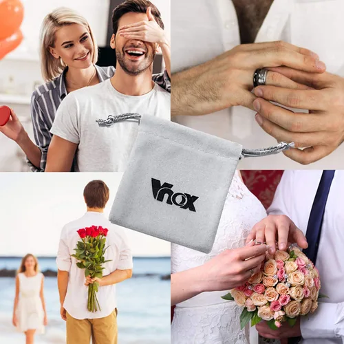 Miniatura 7 de VNOX Anillo de boda liso de acero inoxidable de 8MM personalizado para hombres, negrochapado en oroplata