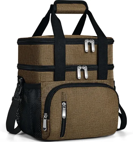 Miniatura 32 de Lonchera para Hombres, Bolsa de Almuerzo con Doble Aislamiento Reutilizable a Prueba de Fugas Bolsa Refrigeradora Portátil Bolsa de Comida para Negro