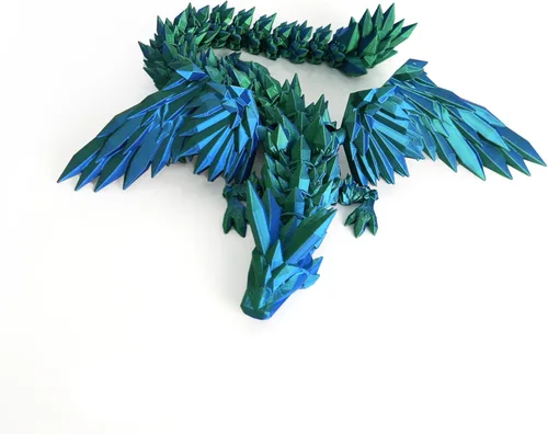 Miniatura 8 de Dragón Impreso en 3D - Dragón Articulado Volador de 18 Pulgadas con Alas, Juguete Fidget de Cristal Alado Flexible, Decoración del Hogar, Regalo